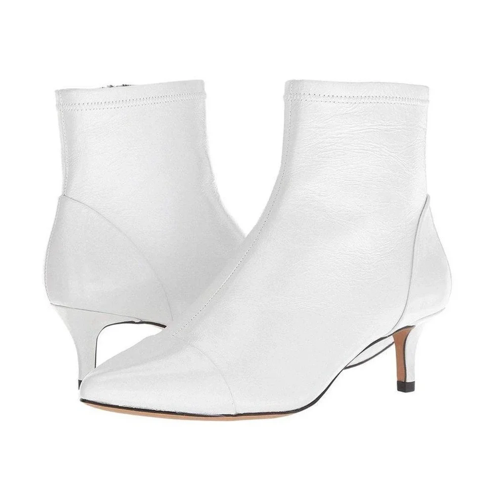 Rebecca‎ Minkoff Siya Leather White Pointed Toe Booties size 6.5 M Boots